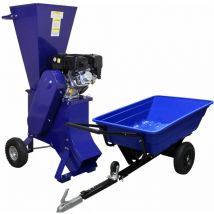 T-mech - Déchiqueteuse de Bois 420cc et Remorque tt 0.28m³- Brouette: Capacité 295kg Roues Pneumatiques 40 cm x 20 cm - Broyeur: Moteur 4 Temps Coupe
