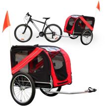 Wiltec Remorque de vélo pour chien, 2200 x 700 x 780 mm, Rouge noir, capacité 40 kg, Poussette à attelage embrayage rotatif de sécurité,