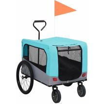 Fimei Remorque De Vélo/poussette 2 En 1 Pour Chien Bleu Et Gris