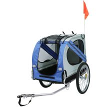 Aqrau Remorque Vélo Pour Chien, Pet Bike Trailer Foldable, Réflecteurs Drapeau, Max. 30 Kg Bleu