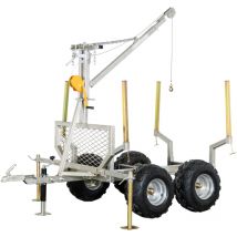 Remorque forestière double essieux 4 roues 1400kg 1800-2650x1300x1000mm avec grue de levage Torros AHR1400W