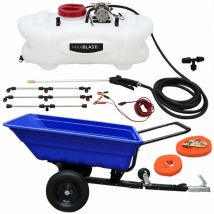 Remorque Tout-Terrain 295kg + Pulvérisateur atv 12V 60L Ensemble Jardinage Complet - Idéal pour Toutes Tâches de Jardinage. Transportez, Pulvérise