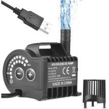 Derrui - lifcausal Pompe submersible 5V avec 8 niveaux réglables (0-600L/h) - Mini pompe à fontaine avec aspiration ventouse, câb