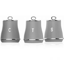 T826176GRY Renaissance Set of 3 Storage Canisters for Coffee/Sugar/Tea, 1.5L, Grey - Tower