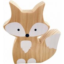 Renard Figurine en Bois Animal Statue Figurine pour Chambre Home Office Décor Plateau De Table Décoratif Collection Figure Blanc-Fei Yu