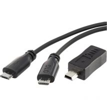 Renkforce - Câble usb usb 2.0 USB-Micro-B mâle, USB-Mini-B mâle 0.15 m noir avec fonction otg, gaine ultra-douce RF-35858