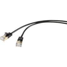 Renkforce - RF-4538188 RJ45 Câble réseau, câble patch cat 8.1 f/ftp 1.00 m noir extrêmement fin, contacts dorés 1 pc(s)