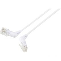 RF-6071562 RJ45 Câble réseau, câble patch cat 6 u/utp 2.00 m blanc Contacts enfichables orientables à 360°, Câble de sortie coudé 1 p V234693