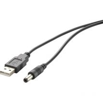 Cavo di alimentazione usb usb 2.0 Spina usb-a, Spina dc 3,5 mm 1.00 m Nero contatti connettore dorati RF-4079 - Renkforce