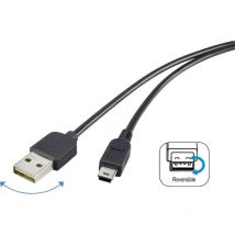 Renkforce - Cavo usb usb 2.0 Spina usb-a, Spina USB-Mini-B 1.80 m Nero connettore applicabile su entrambi i lati, contatt