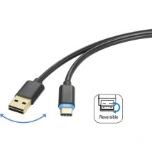 Renkforce - USB-Kabel usb 2.0 usb-a Stecker, usb-c Stecker 1.50 m Schwarz beidseitig verwendbarer Ste