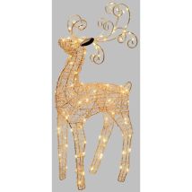 Renne lumineux décoratif – 100 micro LED blanc chaud – 22 x 8 x H47 cm – Cuivré brillant – Cimier