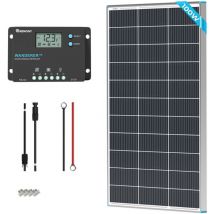 Renogy - 100 Watt 12 Volt Off-Grid Solar-Premium-Kit mit monokristallinem Solarpanel und 20A mppt Rover Laderegler, Schwarz