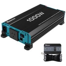 Renogy - 1000W/2000W Reiner Sinus Wechselrichter 12V auf 230V mit EU-Stecker und Vorrangfunktion – Für mobile Stromversorgung