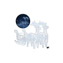 Springos - Renos de Navidad con trineo de 150 cm, decoración luminosa para el jardín en blanco frío.