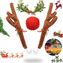 Rentier-holzdekoration Fürs Auto, Weihnachts-rentier Rudolf Mit Geweih Und Nase Für Die Autodekoration, Lustige Autoaccessoires Und 