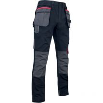 Lebeurre - Pantalon de travail Minerai noir/rouge tissu canvas avec poches genouillères + renforts oxford 600D imperméable lma - Taille pantalon: 40