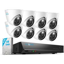 Reolink 6K 12MP Kit de Surveillance,Détection de Personne/Véhicule,Audio Bidirectionnel,Vision Nocturne en Couleur,16CH 4To NVR et Caméra IP PoE 8X
