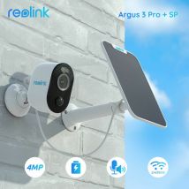 Reolink - Caméra de Surveillance 2K 4MP WiFi sans Fil sur Batterie avec Projecteur LED,WiFi Double Bande, Argus 3 Pro avec Panneau Solaire Blanc