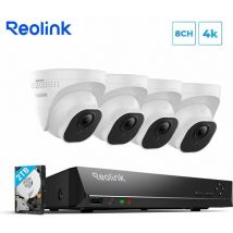 Kit de Vidéosurveillance 4K 8MP Détection de Personne et Véhicule, 8CH PoE nvr 2To hdd Système de Surveillance Filaire,RLK8-800D4-A - Reolink