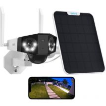 Reolink - 6MP 2,4/5GHz Wifi Telecamera di sicurezza a batteria wireless, doppio obiettivo a 180°, visione notturna a colori, Duo 2 + Pannello solare
