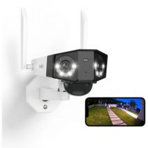 6MP 2,4/5GHz Wifi Telecamera di sicurezza a batteria wireless , doppio obiettivo con angolo di 180°, visione notturna a colori, Duo 2 - Reolink