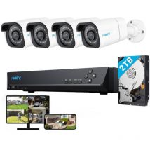 Reolink - 8MP Kit di videosorveglianza 4X telecamera ip PoE Bullet, nvr 8CH 2TB, rilevamento persone/veicoli, visione notturna 30m con audio,