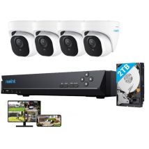 Reolink - 8MP Kit di videosorveglianza 4X telecamera ip PoE e nvr da 2TB da 8CH, rilevamento persone/veicoli, visione notturna da 30 m con