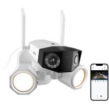 Reolink - 8MP Videocamere di sorveglianza WiFi 2,4/5 GHz con proiettore a filo , doppio obiettivo, panorama a 180°, rilevamento intelligente, Duo