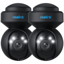 Reolink Caméra de Surveillance 2K+ 5MP 2.4/5 GHz WiFi,Pan/Tilt,Zoom optique 3X,Vision nocturne couleur, E1 Outdoor, Noir, 2Pack