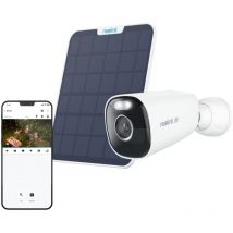 Reolink - Caméra de Surveillance 4K 8MP 2,4 / 5GHz WiFi Batterie Exterieure, Détection Personne/Véhicule/Animal, Vision Nocturne Couleur, +Panneau
