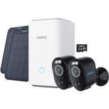 Home Hub avec 2xArgus 3 Pro+Panneau Solair Noir Caméra de Surveillance WiFi Intelligente 2K 5MP avec Projecteur Intégré - Reolink