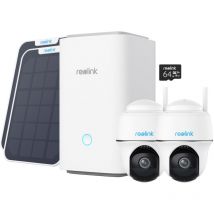 Reolink - Home Hub avec 2xArgus PT+Panneau Solair Blanc Caméra de Surveillance sans fil 5MP Pan&Tilt Vision Nocturne En Couleur
