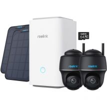 Reolink - Home Hub avec 2xArgus PT+Panneau Solair Noir Caméra de Surveillance sans fil 5MP Pan&Tilt Vision Nocturne En Couleur