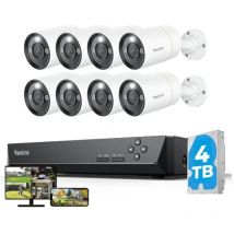 Kit Vidéo Surveillance avec 6K 12MP 8X Bullet Caméra ip PoE et 16CH 4To nvr, Détection Personne/Véhicule, Vision Nocturne 30m avec Audio - Reolink