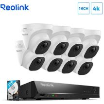 Kit Vidéo Surveillance avec 4K 8MP 8X Dôme Caméra ip PoE et 16CH 4To nvr, Détection Personne/Véhicule, Vision Nocturne 30m avec Audio - Reolink