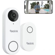 Reolink - Video Doorbell WiFi 2,4/5GHz WiFi avec Chime, Caméra 2K+ 5MP,Alertes, Détection Humaine, Grand Angle 180°, Audio Bidirectionnel, Visiophone