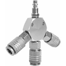 Ahlsen - Répartiteur à air comprimé en y - Raccord rapide - 3 voies - Raccord pneumatique - Raccord rapide - 1/4 f-npt