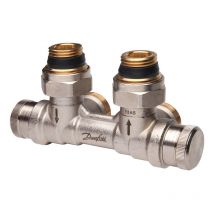 Danfoss - Répartiteur auto-équilibrant rlv-kdv pour radiateur Femelle 1/2 (15/21) mural entrée droite - raccordement Mâle 3/4 (20/27)