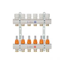 Evenes - Repartiteur de chauffage evenes type M6 7 DN25 1 laiton 7 circuits avec debitmetre