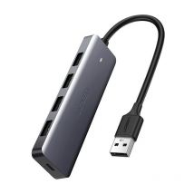 Répartiteur de port USB HUB - 4x USB 3.2 avec port d'alimentation micro USB, gris