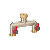 Coocheer - Répartiteur de Robinet de Jardin en Laiton, répartiteur de Tuyau 1/2' et 3/4', connecteur de Tuyau de Robinet à 2 Voies avec vannes et