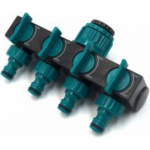 Forehill - Répartiteur de Tuyau d 'arrosage 4 Voies Arrosage Splitter Arrosage du Jardin Outil d'irrigation avec Vanne d'arrêt Normes Européennes