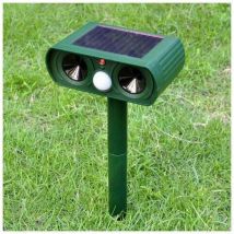 Intey - Repelente ultrasónico de animales solar para exteriores Repelente ultrasónico de gatos, repelente de animales Alarma sonora y visual, Carga
