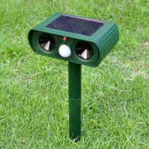 Intey - Repelente ultrasónico para gatos, alarma audible y visual para mascotas, carga solar o de batería, repelente impermeable para gatos, perros,