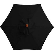 Replacement cover for parasol, 6 ribs, 3 m, waterproof, anti-UV, replacement fabric, black