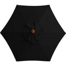 Shining house Replacement cover for parasol - 6 ribs - Diameter 2m - Waterproof - uv protection - Replacement fabric - Black