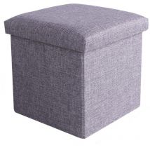 Minkurow - Reposapiés plegable con tapa para almacenamiento de ropa, ideal para salón y dormitorio, 30x30x30 cm - gris claro