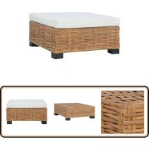 Repose-pied avec coussin Rotin naturel - Repose Pied Jardin - Fauteuil De Jardin - Mobilier De Jardin - Salon De Jardin - Rotin Naturel