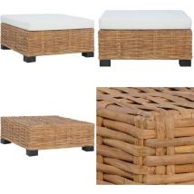 Repose-pied avec coussin Rotin naturel - Repose Pied Jardin - Fauteuil De Jardin - Mobilier De Jardin - Salon De Jardin - Rotin Naturel - Home &